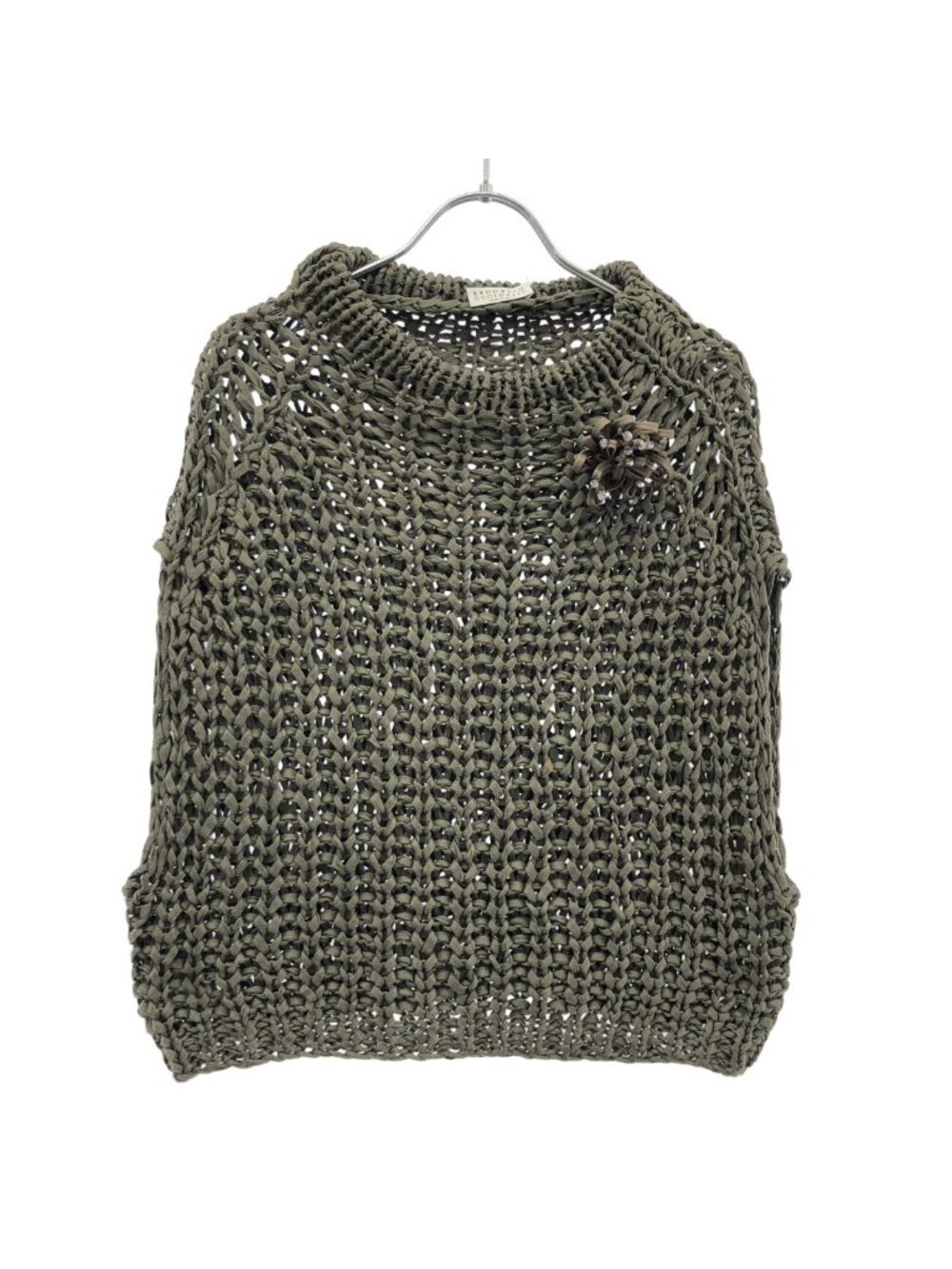Brunello Cucinelli Flower Brooch Knit Vest Gray L